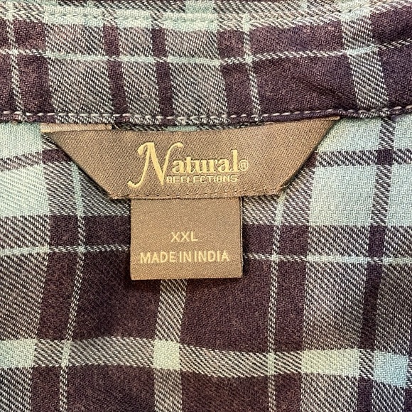 Natural Reflections Women’s Size XXL Blue Plaid Button Up Long Sleeve Shirt - Picture 6 of 8